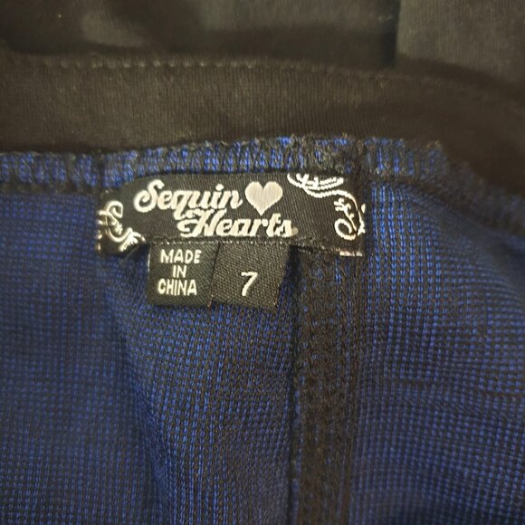 Sequin Hearts Juniors Mini Skirt 7 Blue Black Skater Geometric Y2K Rock Goth - Picture 6 of 7